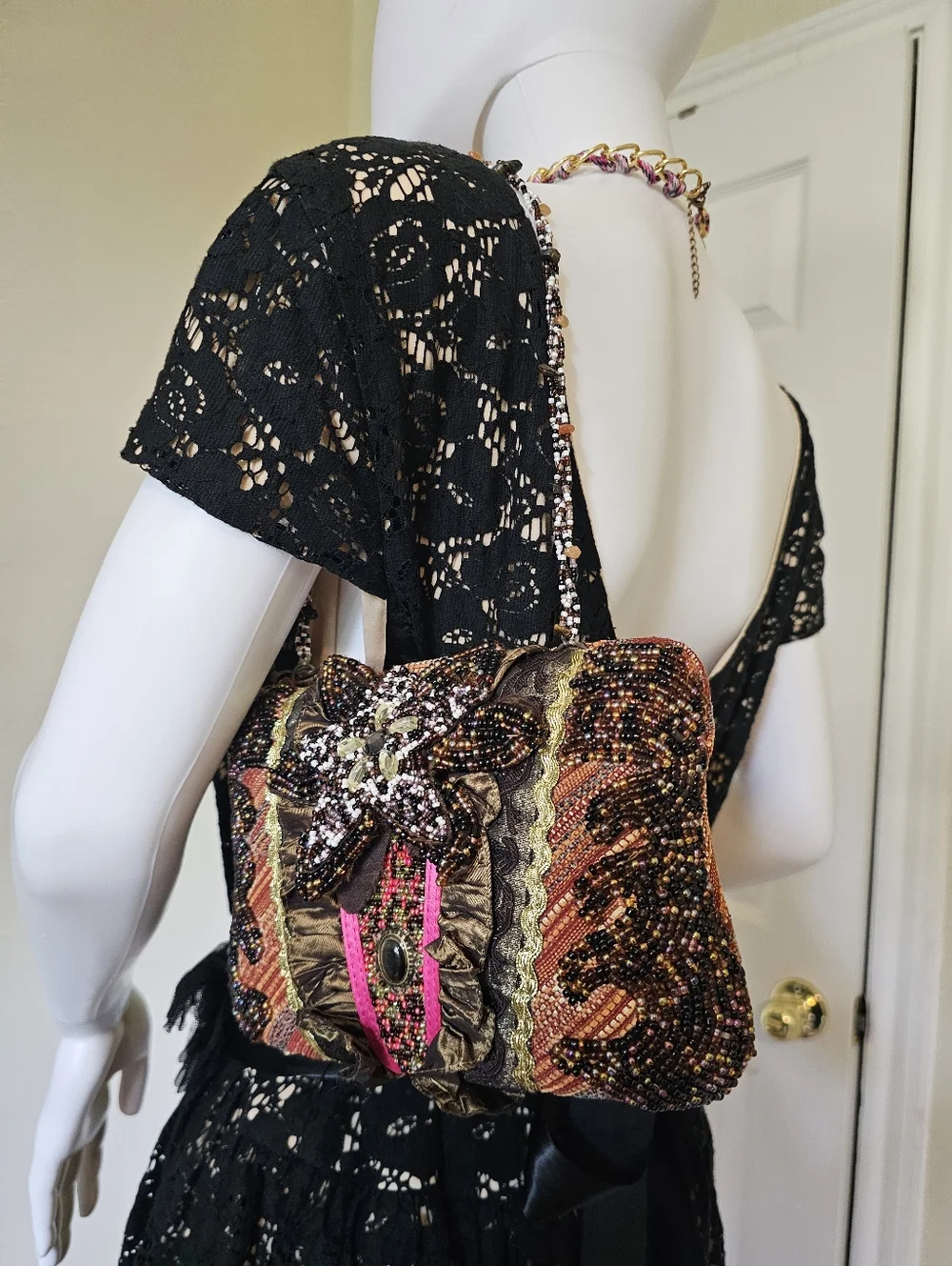 Embellished Multicolor Beaded Shoulder Bag